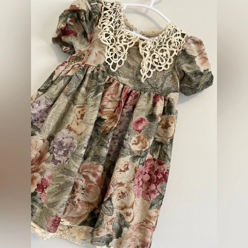Vintage Good Lad linen blend floral dress with lace collar 🖤 - Picture 3 of 10